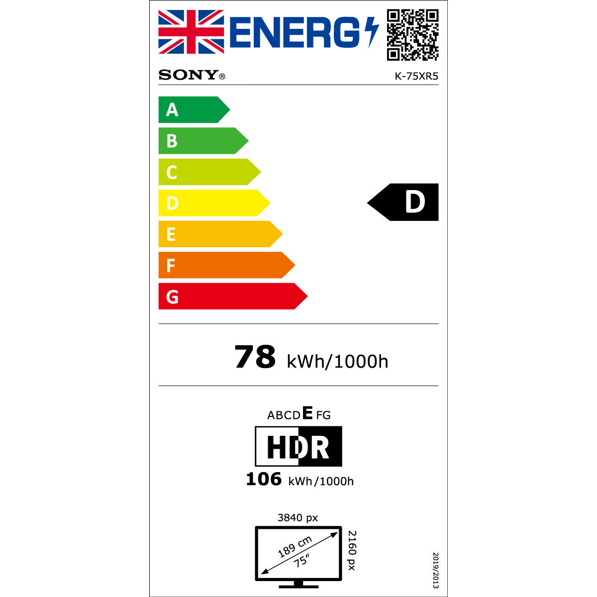 Sony K75XR55BP | 75" Bravia 5 4K HDR Mini LED Google TV
