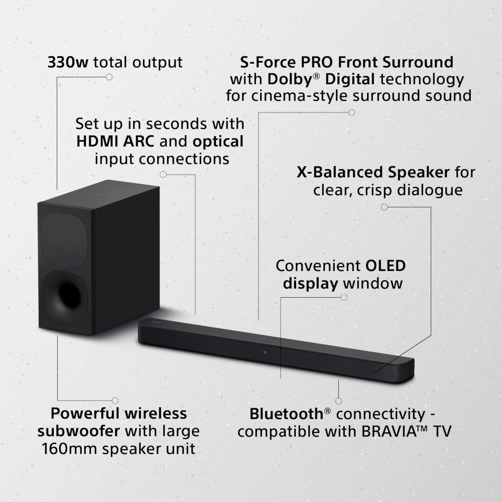 Sony HT-S400 | 2.1ch Soundbar with Bluetooth and Wireless Subwoofer