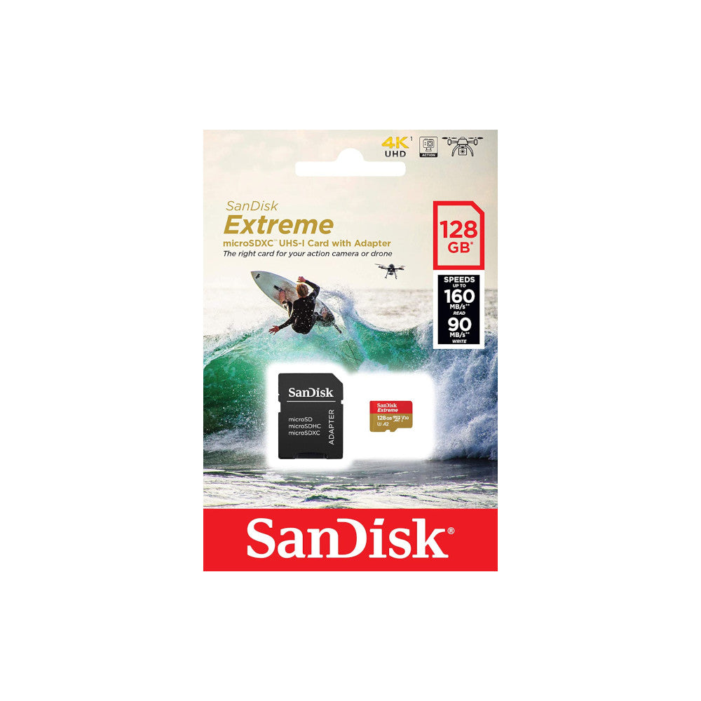 SanDisk | Extreme 128GB U3 Class Micro SD Memory Card with SD Adapter